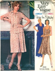 1550 VOGUE DIANE VAN FURSTENBERG KNIT FLARE DRESS, JACKET PATTERN 14